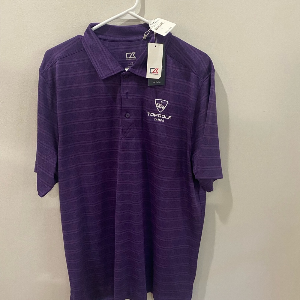 NWT Cutter & Buck Men's Purple Topgolf Tampa Polo Size Large